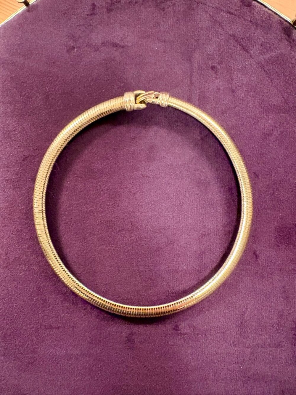 Vintage Signed Monet Gold-Tone Tubogas Omega Collar Choker Necklace 16"